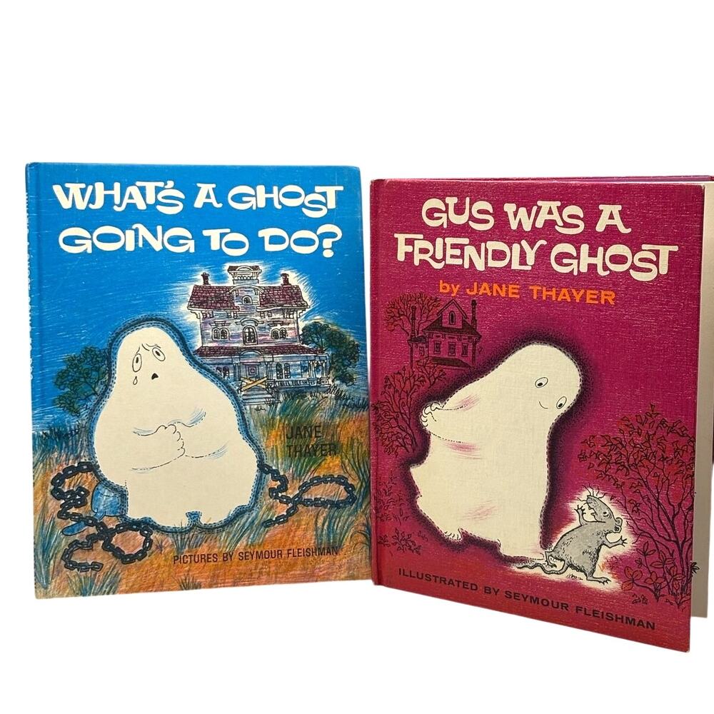 2 VTG 1960's Gus the Friendly Ghost Books, by Jane Thayer, Fleishman, Morrow, HC
